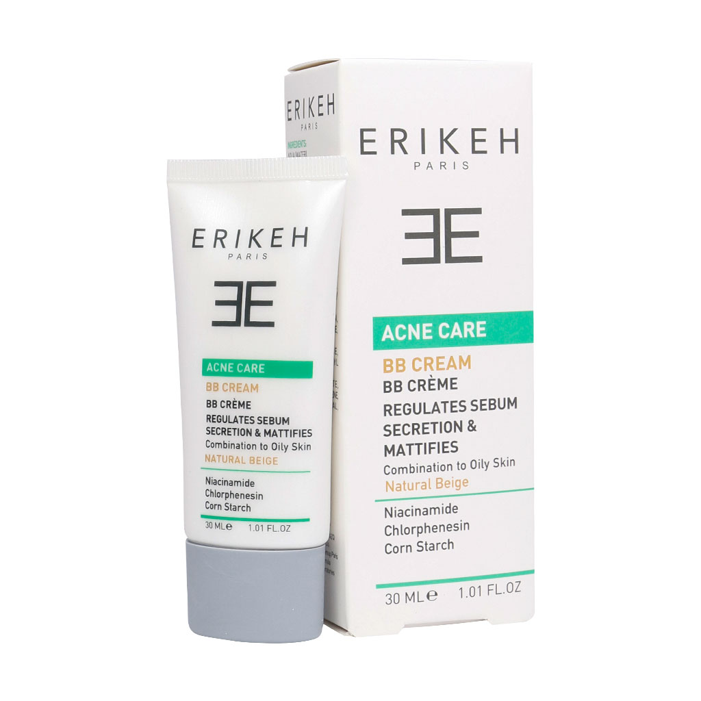 بی بی کرم ضد آکنه مناسب پوست مختلط تا چرب رنگ بژ طبیعی اریکه ERIKEH ACNE CARE BB CREAM